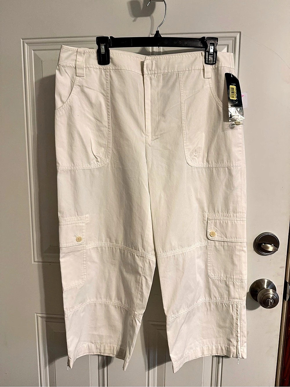 Lauren Ralph Lauren Women's Cotton Cargo Capris White Size 12 NWT